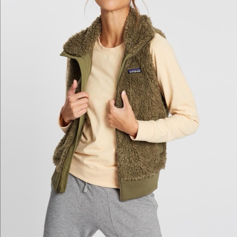 Patagonia Dusty Mesa Sherpa Fleece Vest Olive Green Small STY 25120